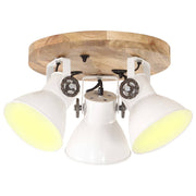Plafondlamp industrieel 42x27 cm wit mangohout