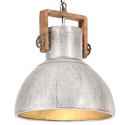 Hanglamp industrieel 40 cm zilver mangohout