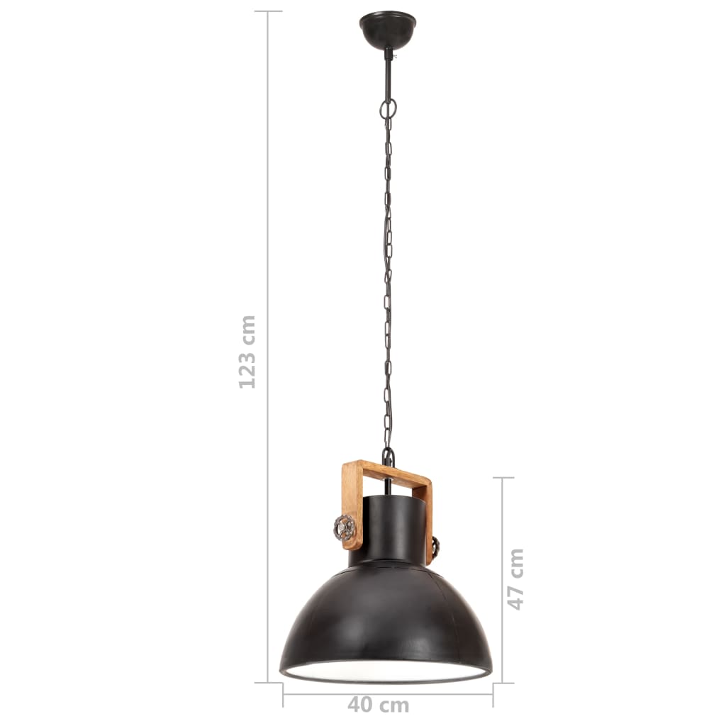 Hanglamp industrieel rond 25 W E27 40 cm zwart