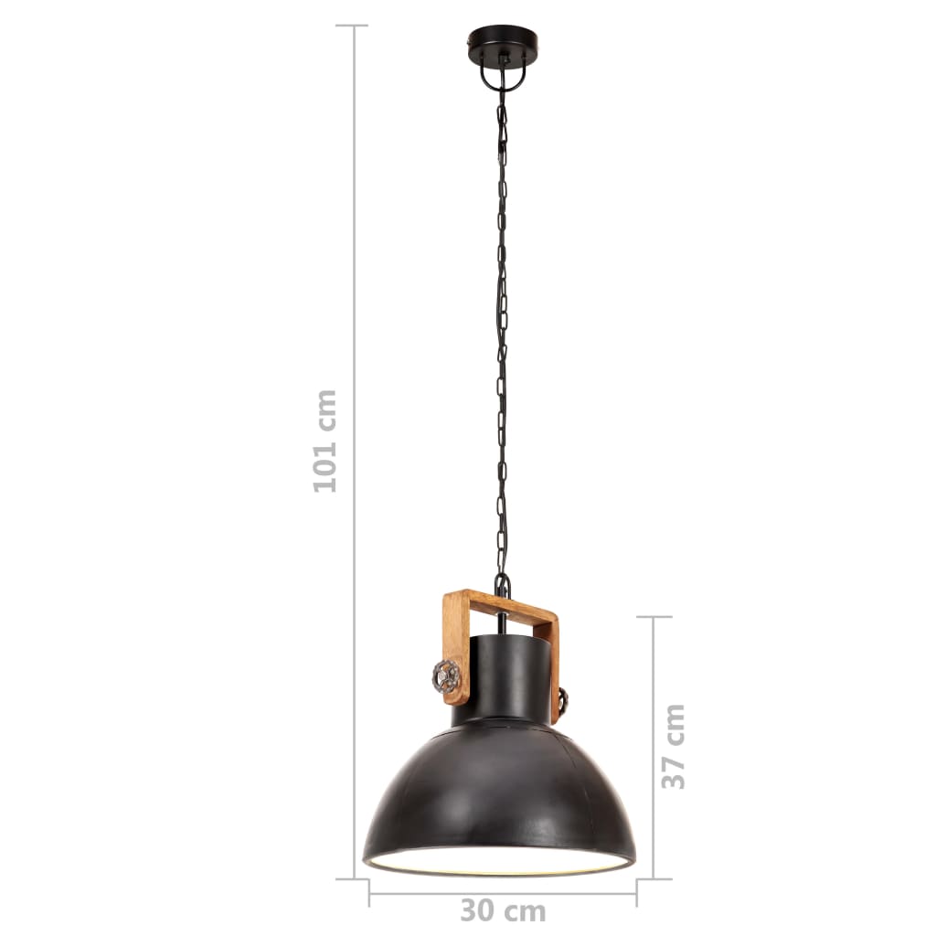 Hanglamp Industrieel Rond 25 W E27 30 Cm Ø 30 cm Zwart