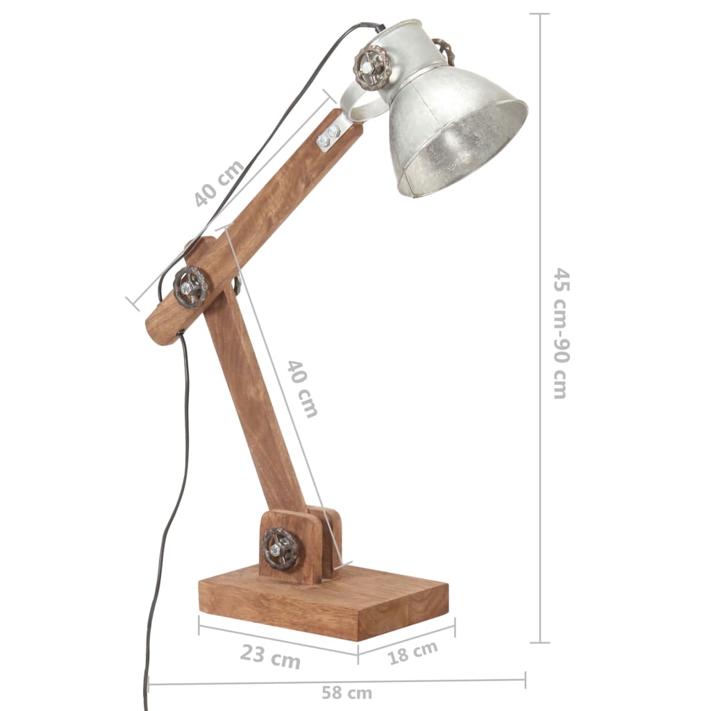 Bureaulamp industrieel rond E27 58x18x90 cm zilverkleurig