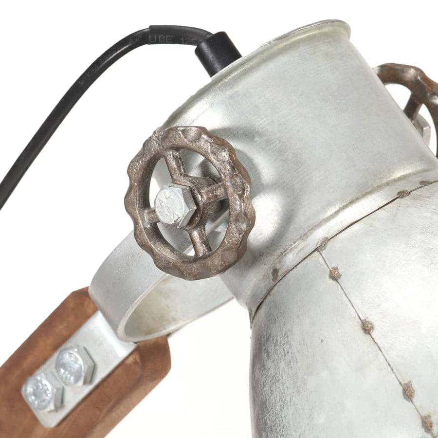 Bureaulamp industrieel rond E27 58x18x90 cm zilverkleurig