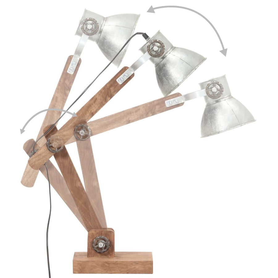 Bureaulamp industrieel rond E27 58x18x90 cm zilverkleurig