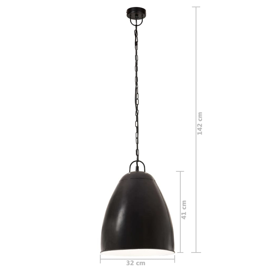 Hanglamp industrieel rond 25 W E27 32 cm zwart Ø 32 cm Zwart
