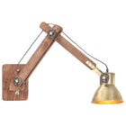 Wandlamp industrieel E27 messingkleurig massief mangohout
