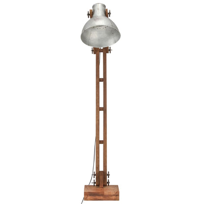 Vloerlamp E27 massief mangohout zilverkleurig