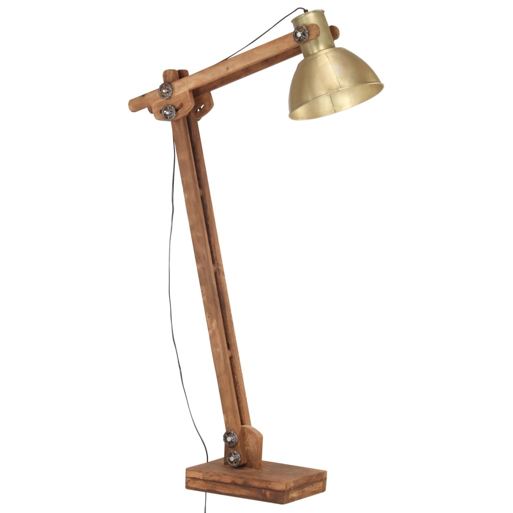 Vloerlamp E27 Massief Mangohout Messingkleurig Koper