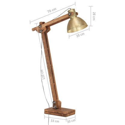 Vloerlamp E27 Massief Mangohout Messingkleurig Koper