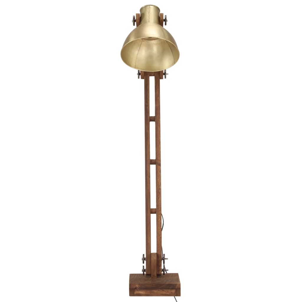 Vloerlamp E27 Massief Mangohout Messingkleurig Koper