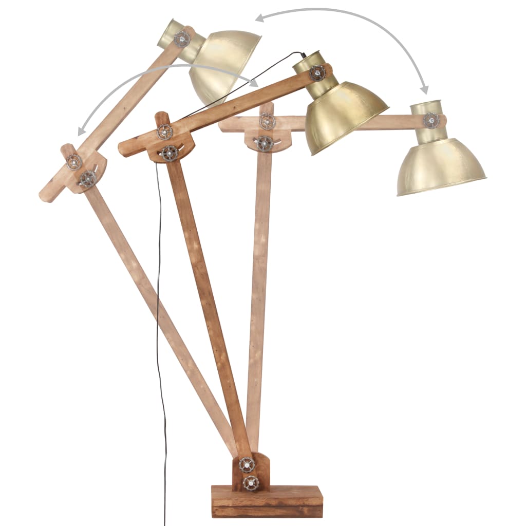 Vloerlamp E27 Massief Mangohout Messingkleurig Koper