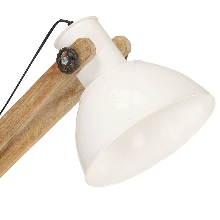Vloerlamp E27 massief mangohout wit