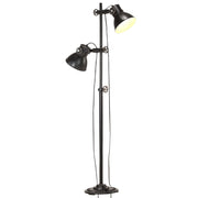Vloerlamp 2 lampenkappen E27 gietijzer zwart 28x160 cm
