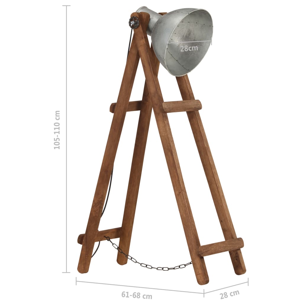 Vloerlamp E27 Massief Mangohout Zilverkleurig