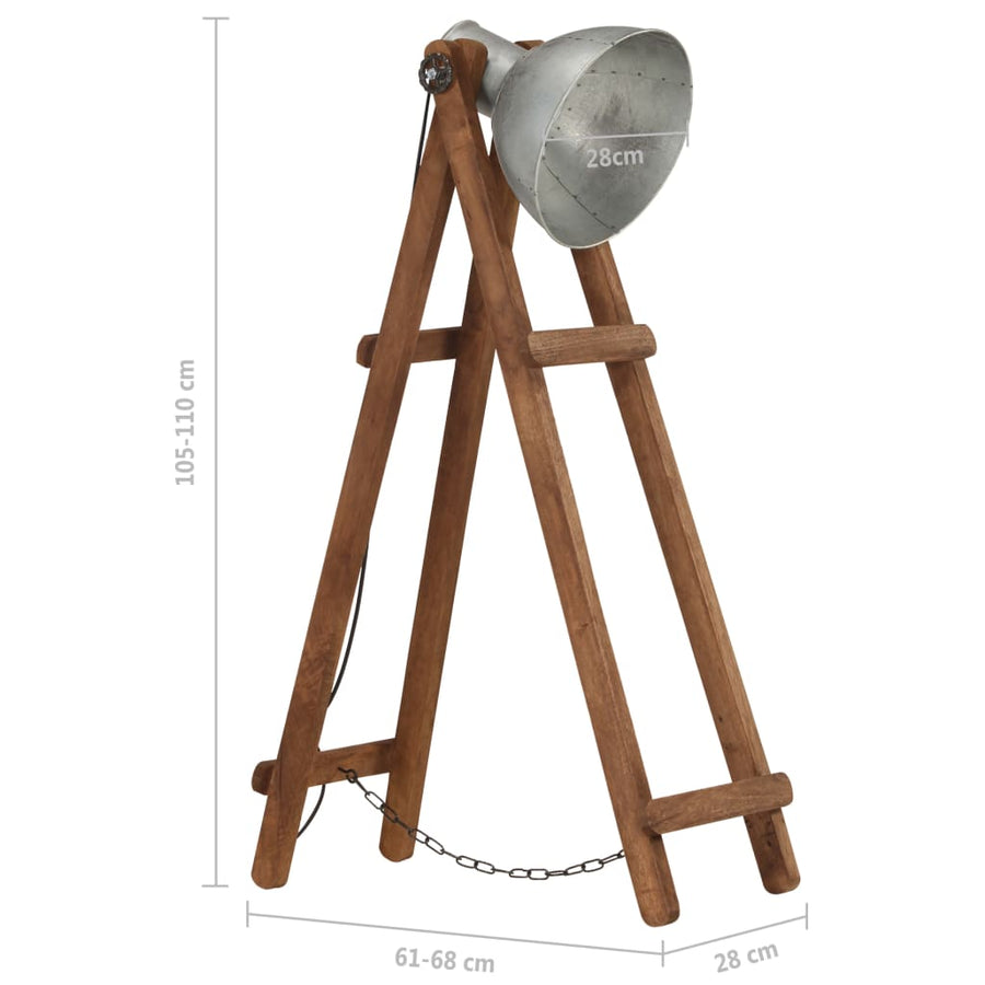 Vloerlamp E27 Massief Mangohout Zilverkleurig