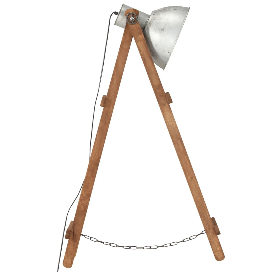 Vloerlamp E27 Massief Mangohout Zilverkleurig