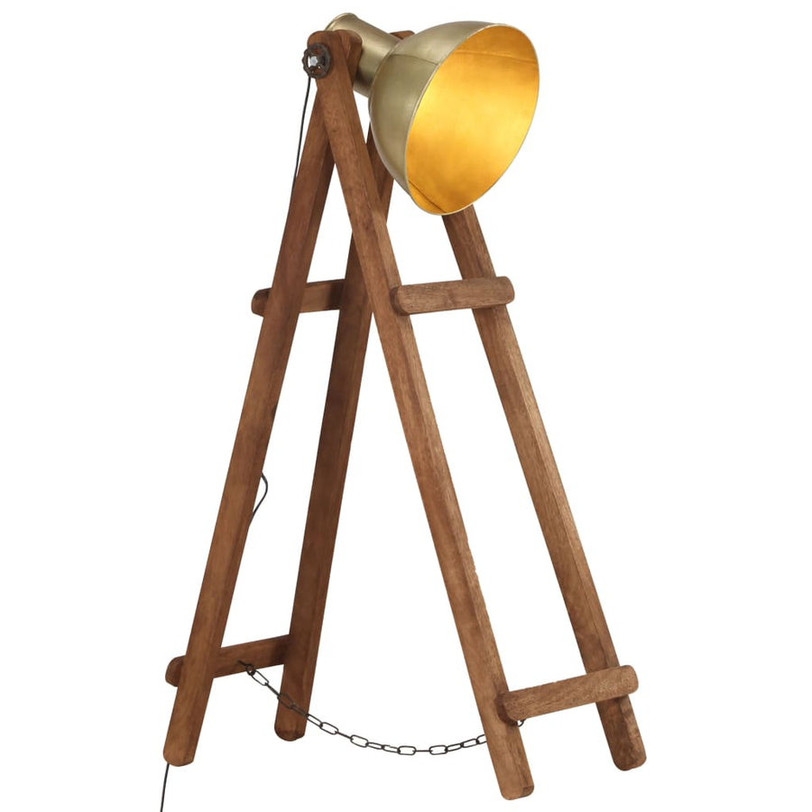 Vloerlamp E27 Massief Mangohout Messingkleurig Koper