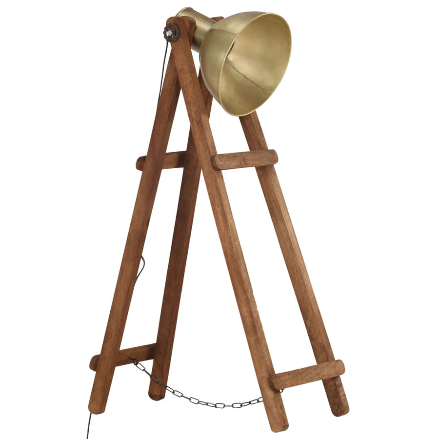 Vloerlamp E27 Massief Mangohout Messingkleurig Koper