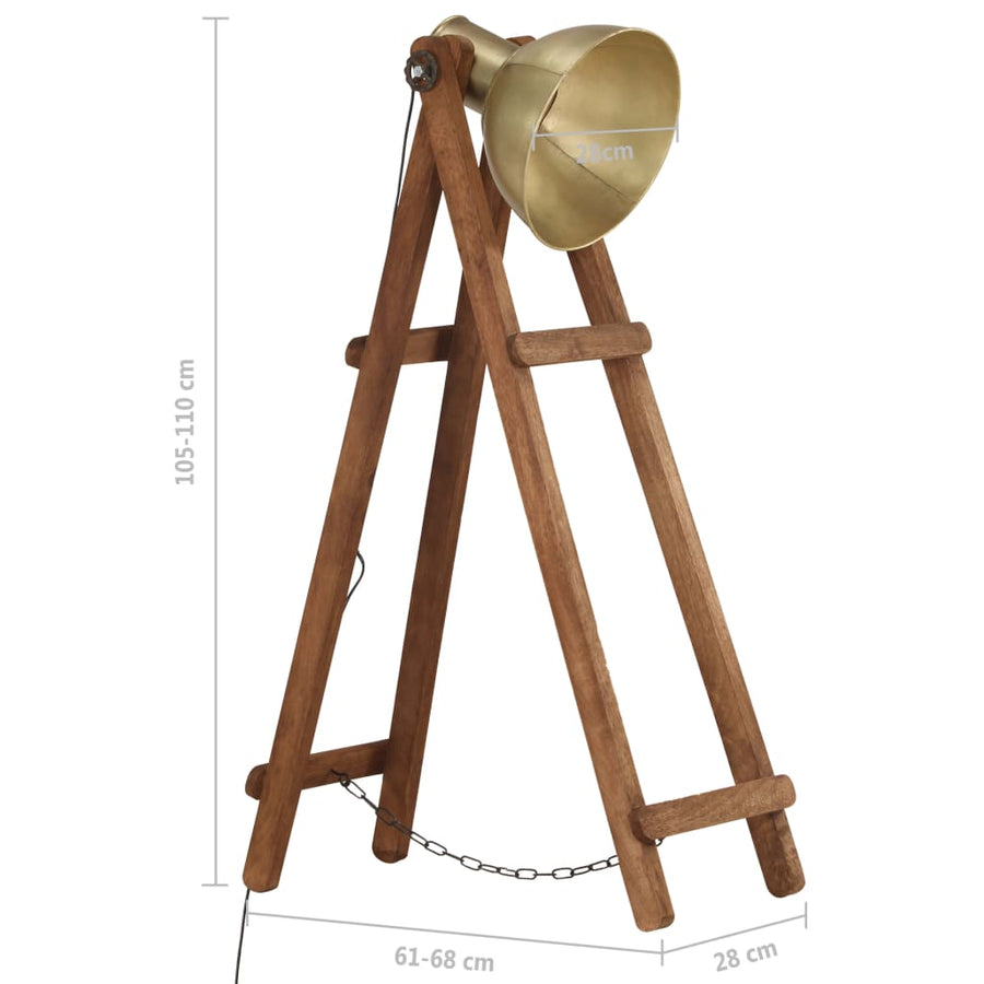 Vloerlamp E27 Massief Mangohout Messingkleurig Koper