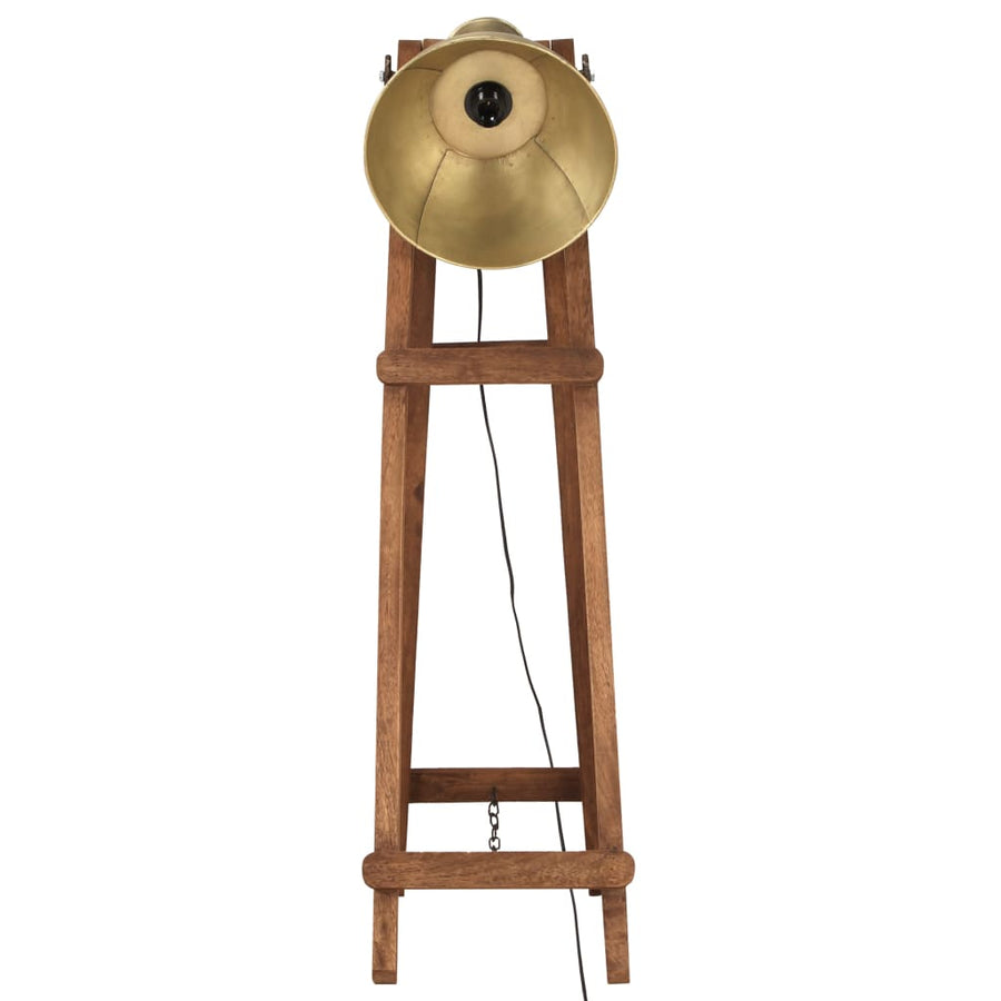 Vloerlamp E27 Massief Mangohout Messingkleurig Koper
