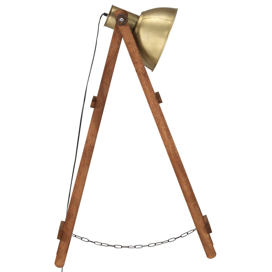 Vloerlamp E27 Massief Mangohout Messingkleurig Koper