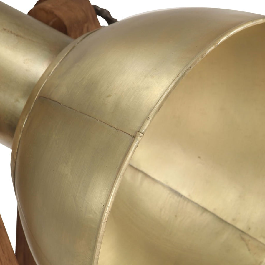 Vloerlamp E27 Massief Mangohout Messingkleurig Koper
