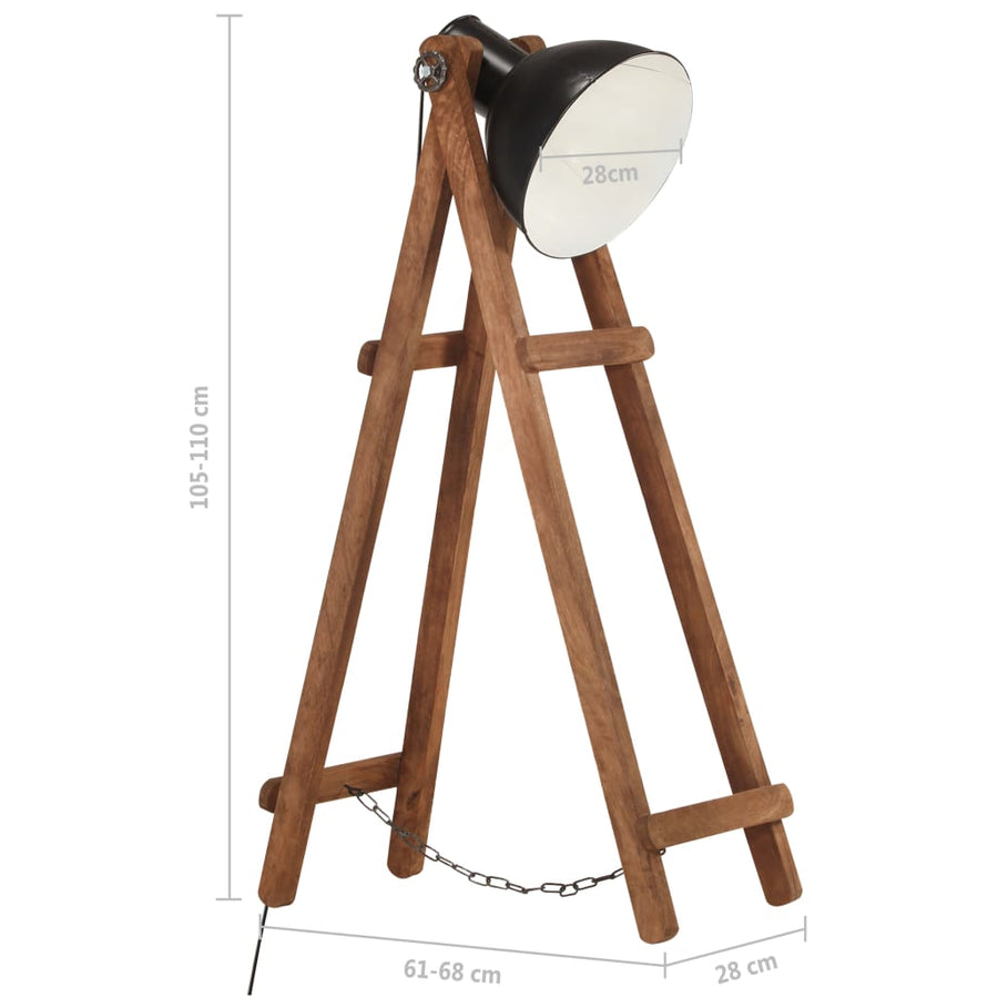 Vloerlamp E27 Massief Mangohout Zwart