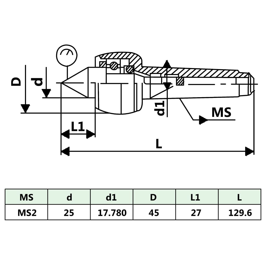 Draaicenter Mt2 45 x 129.6 mm