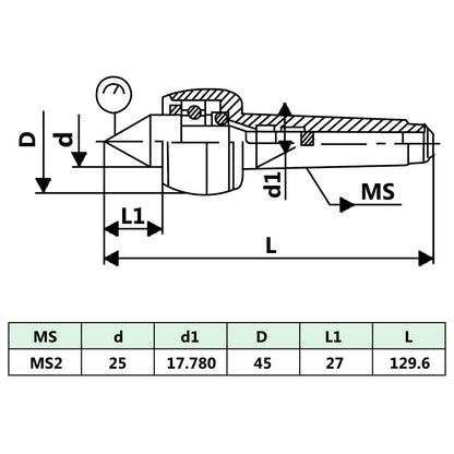 Draaicenter Mt2 45 x 129.6 mm