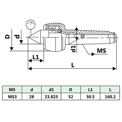 Draaicenter Mt3 52 x 160.2 mm