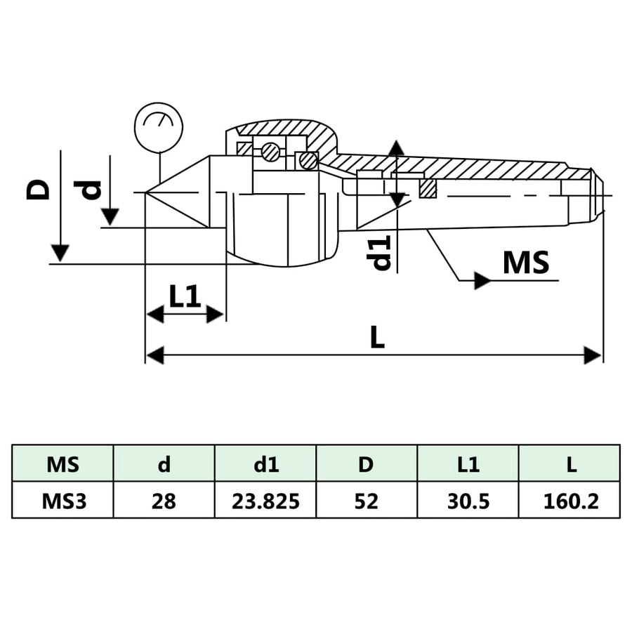 Draaicenter Mt3 52 x 160.2 mm