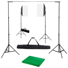 Fotostudioset Met Softboxlampen En Achtergrond 300 x 300 cm Groen