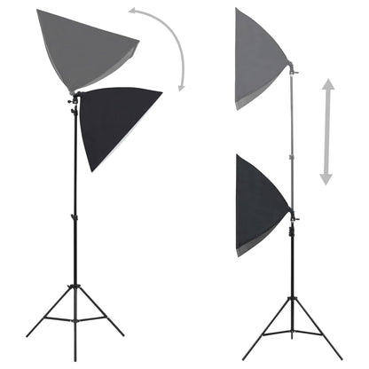 Fotostudioset Met Softboxlampen En Achtergrond 300 x 300 cm Groen
