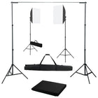 Fotostudioset Met Softboxlampen En Achtergrond 300 x 300 cm Zwart