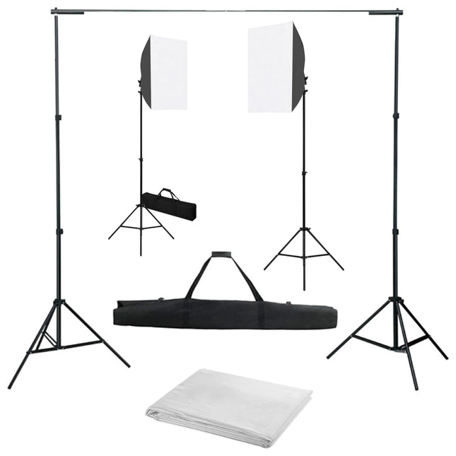 Fotostudioset Met Softboxlampen En Achtergrond 300 x 300 cm Wit