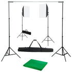 Fotostudioset Met Softboxlampen En Achtergrond 500 x 300 cm Groen