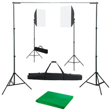 Fotostudioset Met Softboxlampen En Achtergrond 500 x 300 cm Groen