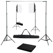 Fotostudio set met softboxlampen en achtergrond 500x300 cm zwart