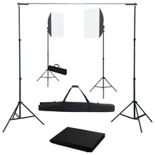 Fotostudioset Met Softboxlampen En Achtergrond 500 x 300 cm Zwart