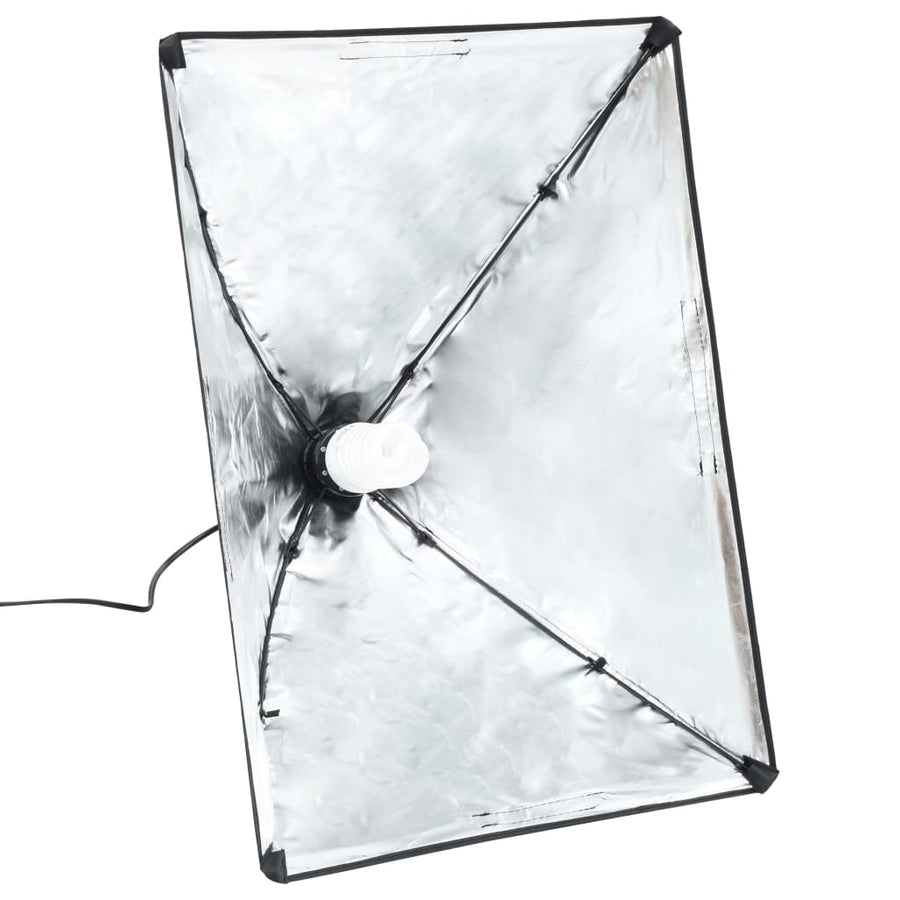 Fotostudioset Met Softboxlampen En Achtergrond 500 x 300 cm Zwart