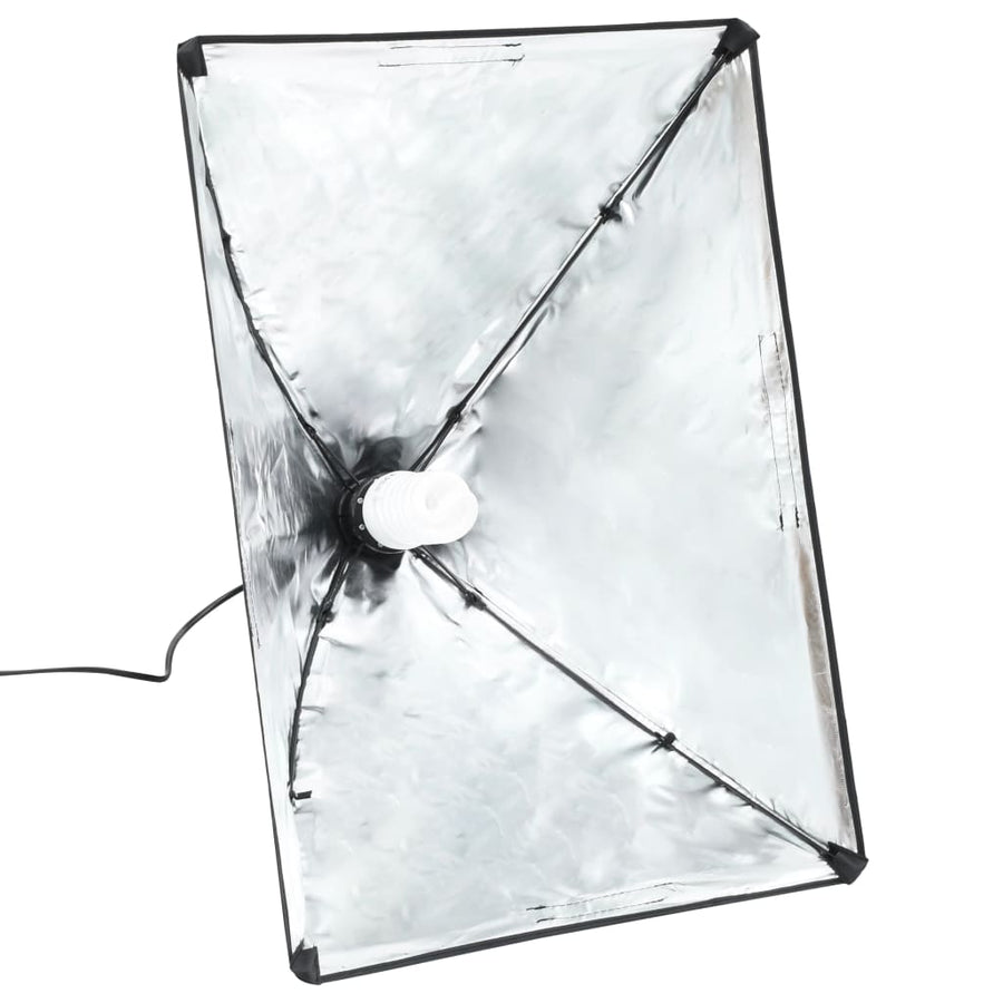 Fotostudioset met softboxlampen en achtergrond