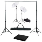 Fotostudioset Met Achtergrond, Lampen En Paraplu's 300 x 300 cm Zwart