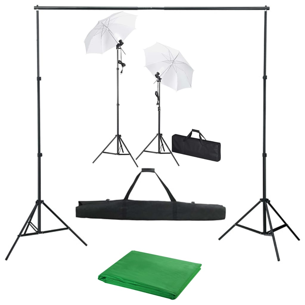 Fotostudioset Met Achtergrond, Lampen En Paraplu's 500 x 300 cm Groen