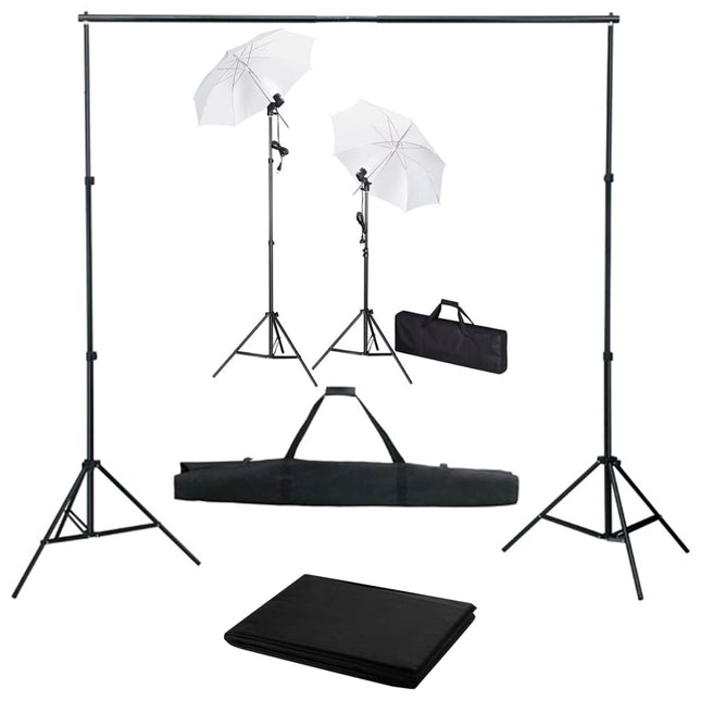 Fotostudioset Met Achtergrond, Lampen En Paraplu's 500 x 300 cm Zwart