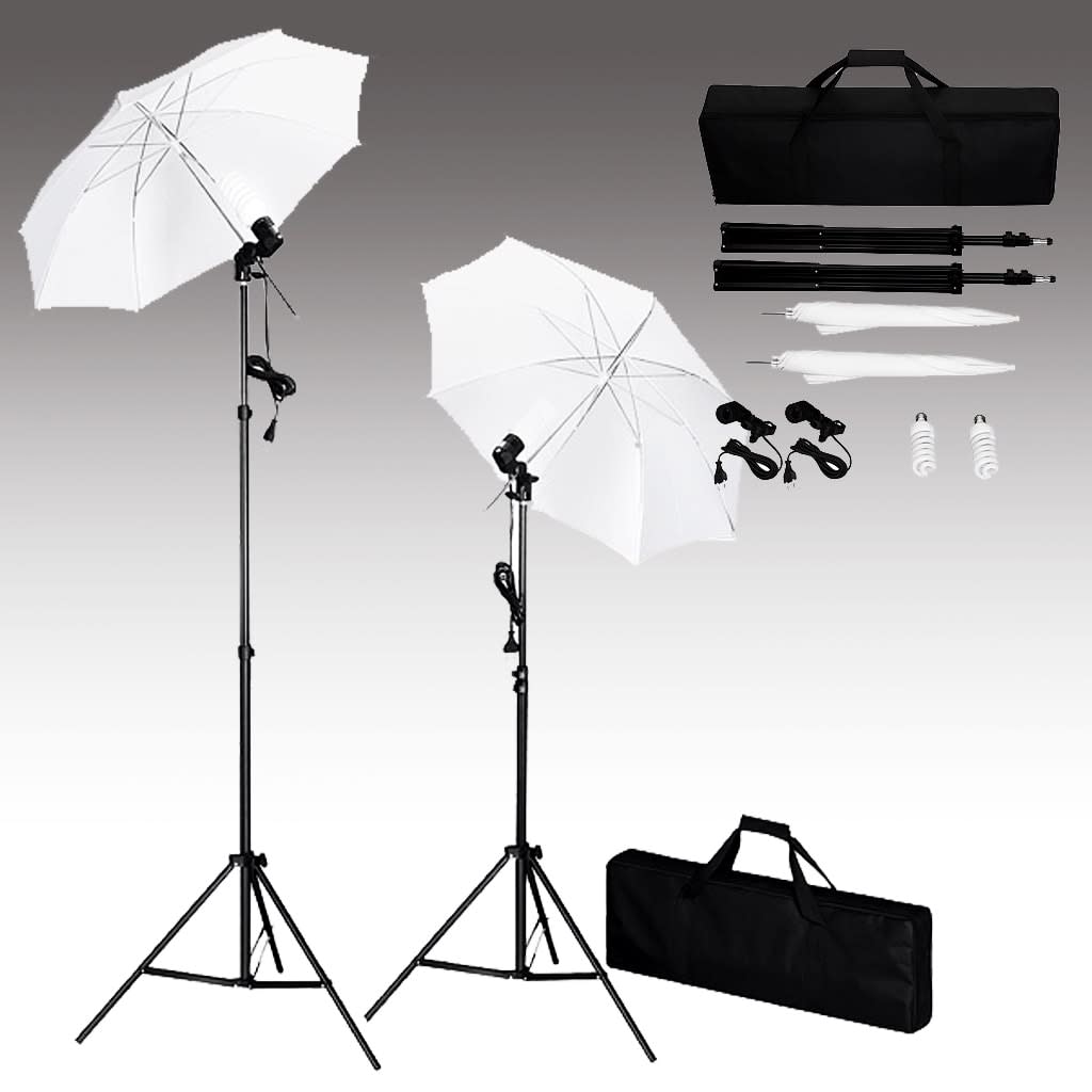 Fotostudioset Met Achtergrond, Lampen En Paraplu's 500 x 300 cm Wit