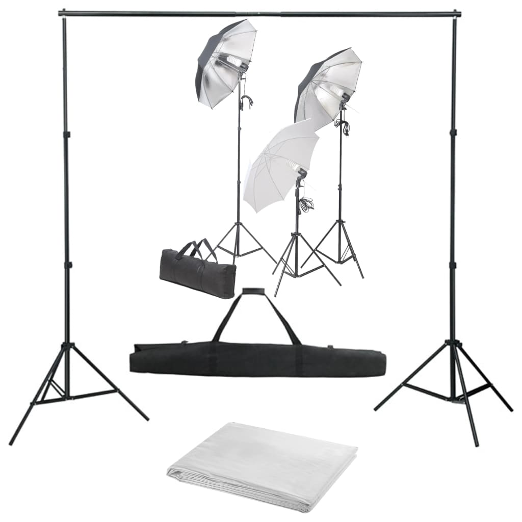 Fotostudioset Met Verlichtingsset En Achtergrond 300 x 300 cm Wit