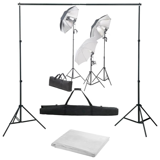 Fotostudioset Met Verlichtingsset En Achtergrond 300 x 300 cm Wit