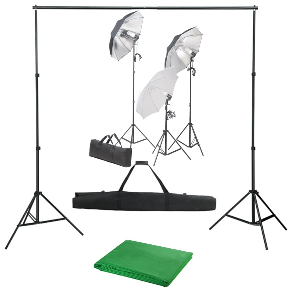 Fotostudioset Met Verlichtingsset En Achtergrond 500 x 300 cm Groen