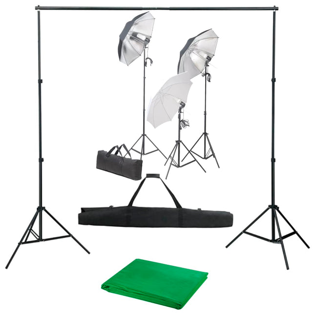 Fotostudioset Met Verlichtingsset En Achtergrond 500 x 300 cm Groen