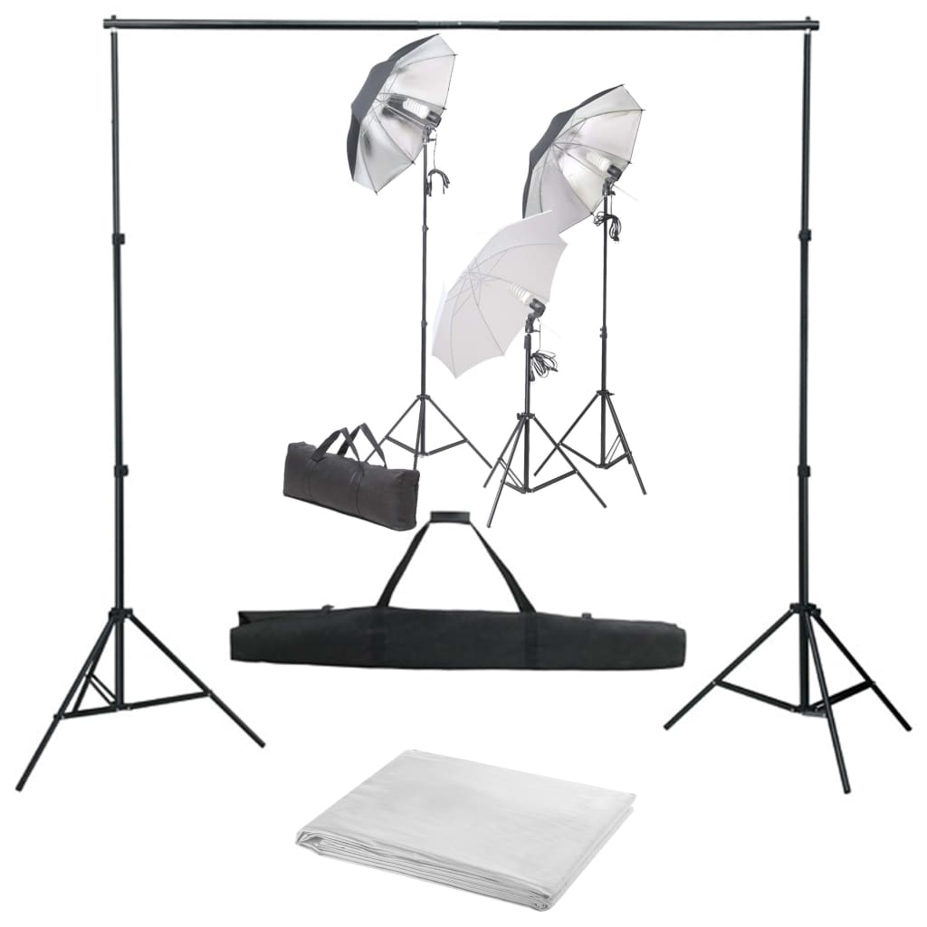 Fotostudioset Met Verlichtingsset En Achtergrond 500 x 300 cm Wit
