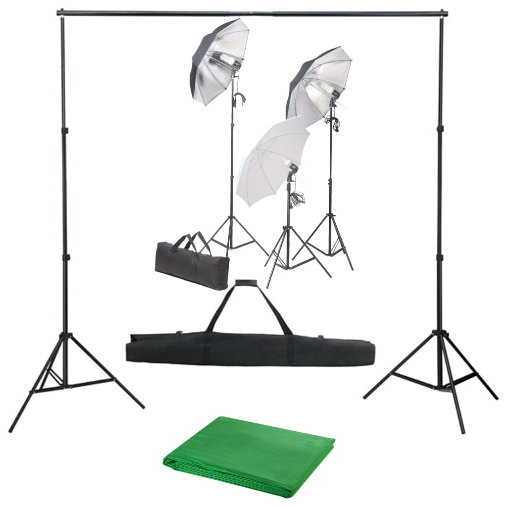 Fotostudioset Met Verlichtingsset En Achtergrond 600 x 300 cm Groen